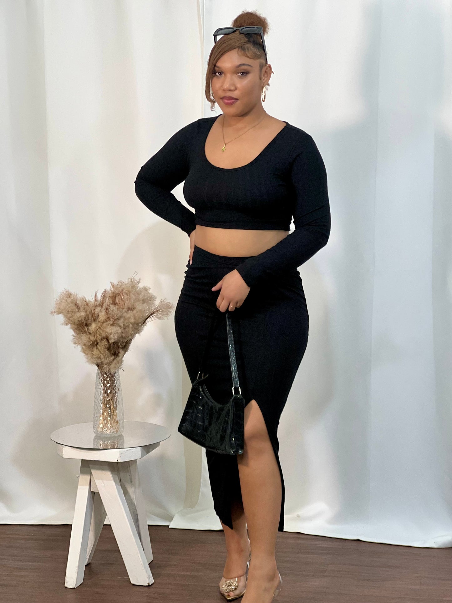 URBAN GODDESS RIBBED SKIRT SET