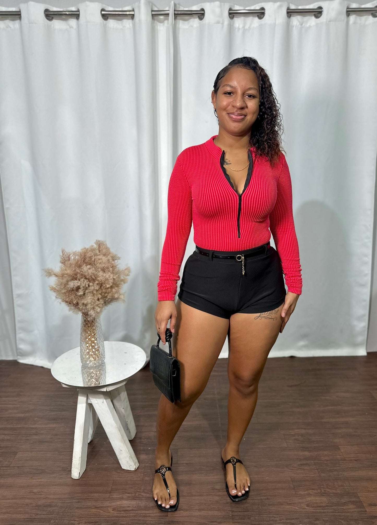 ACQUA RIBBED ZIP UP BODYSUIT