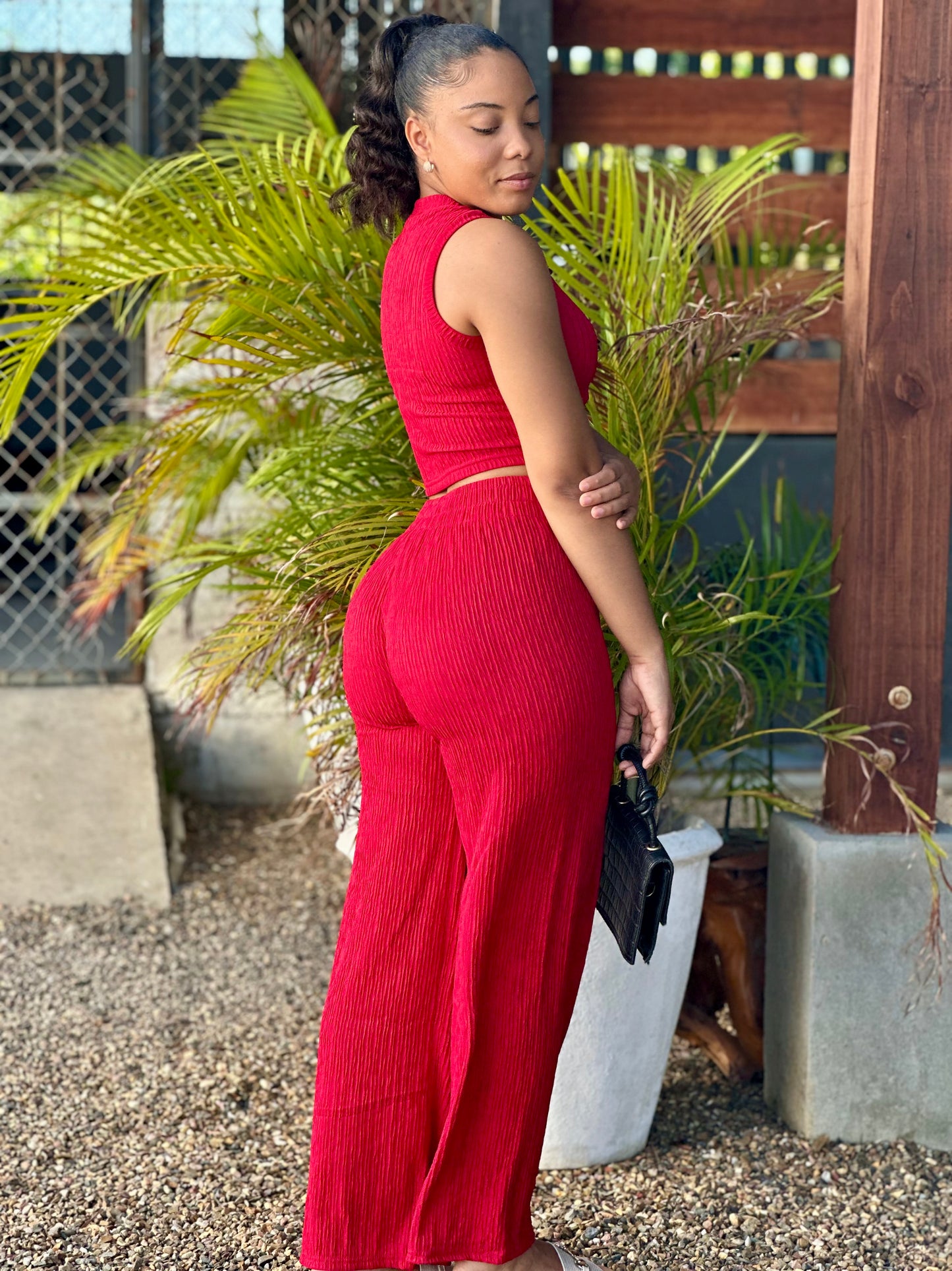 CRINKLE TANK TOP PANT SET