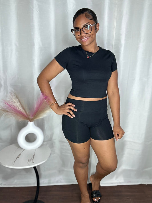 EVENING WALK BIKER SHORT SET W POCKETS