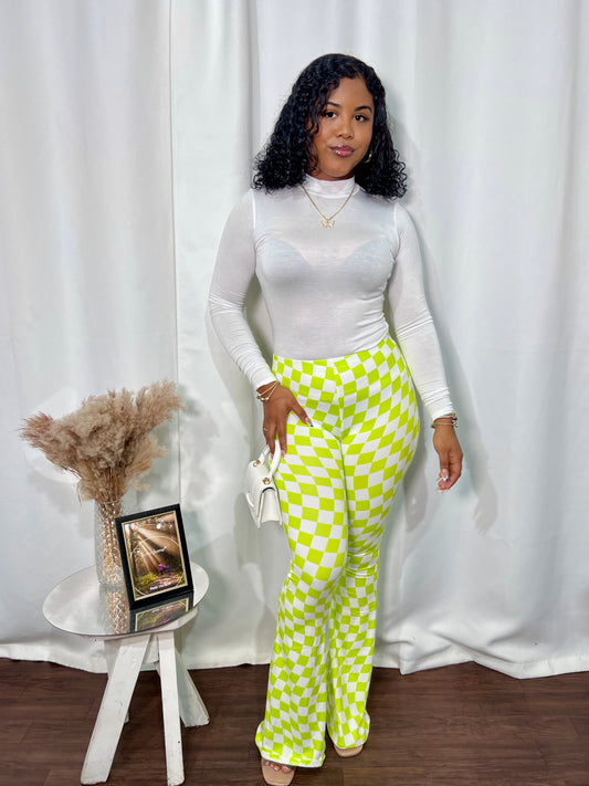 PRINTED CHECKERED PRINT PALAZZO PANTS