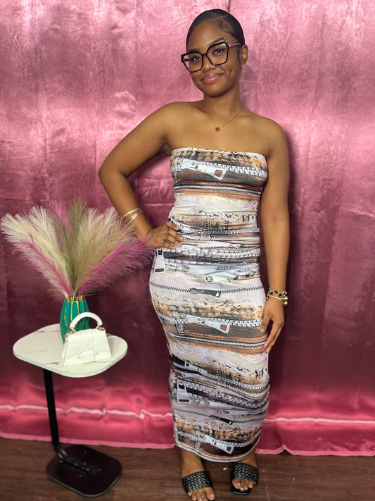 ABSTRACT PRINTED TUBE MAXI DRESS