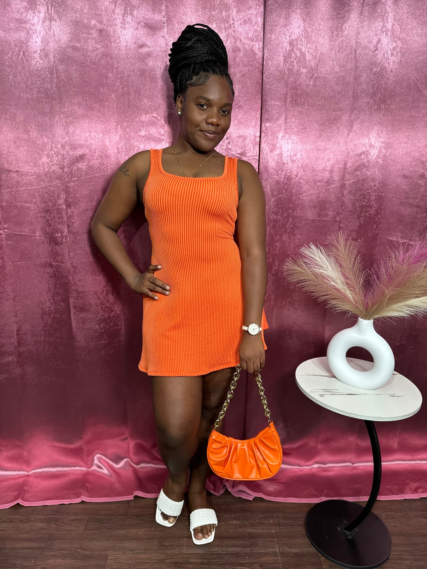 SATURN RIBBED MINI DRESS