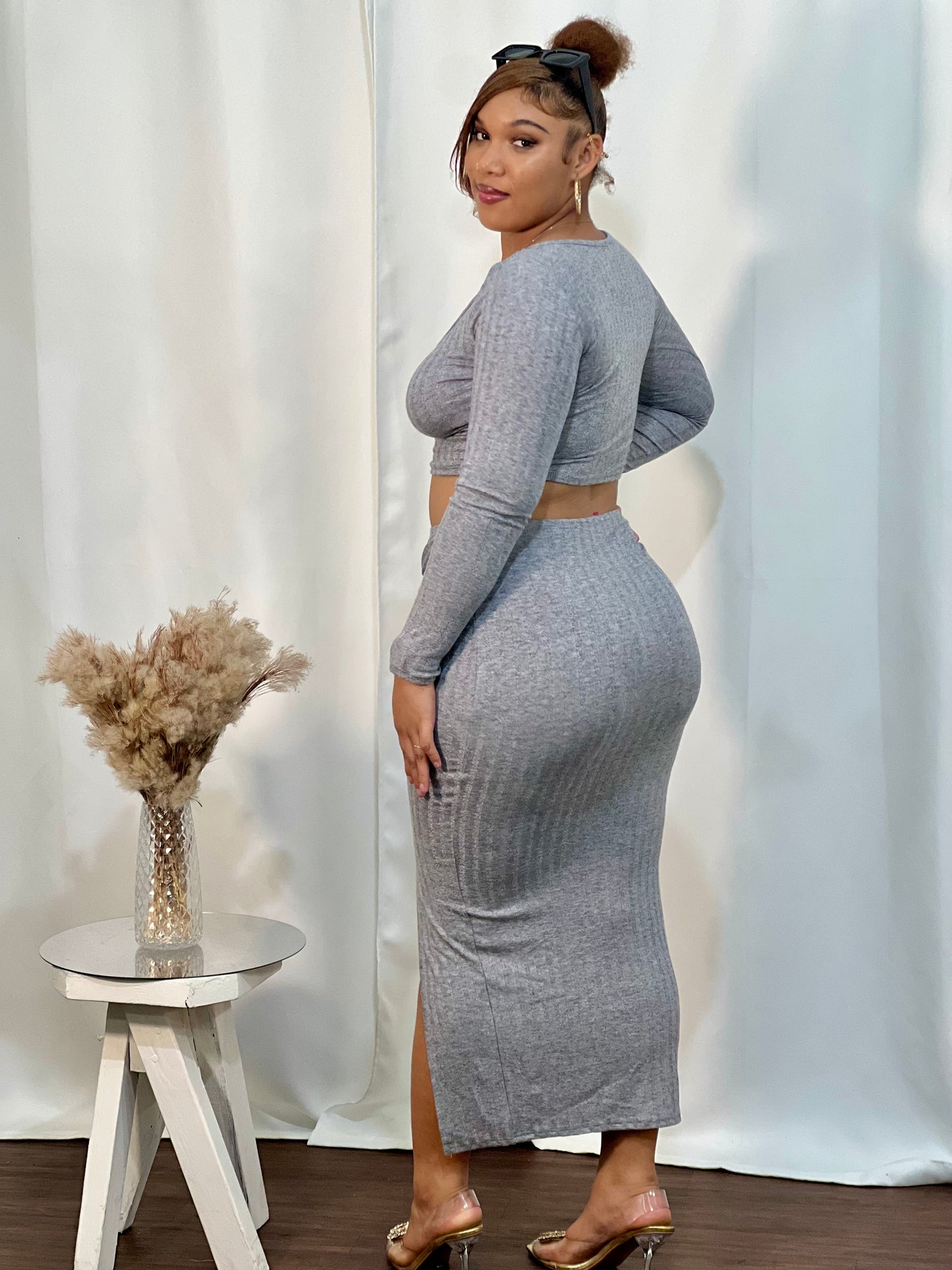 URBAN GODDESS RIBBED SKIRT SET