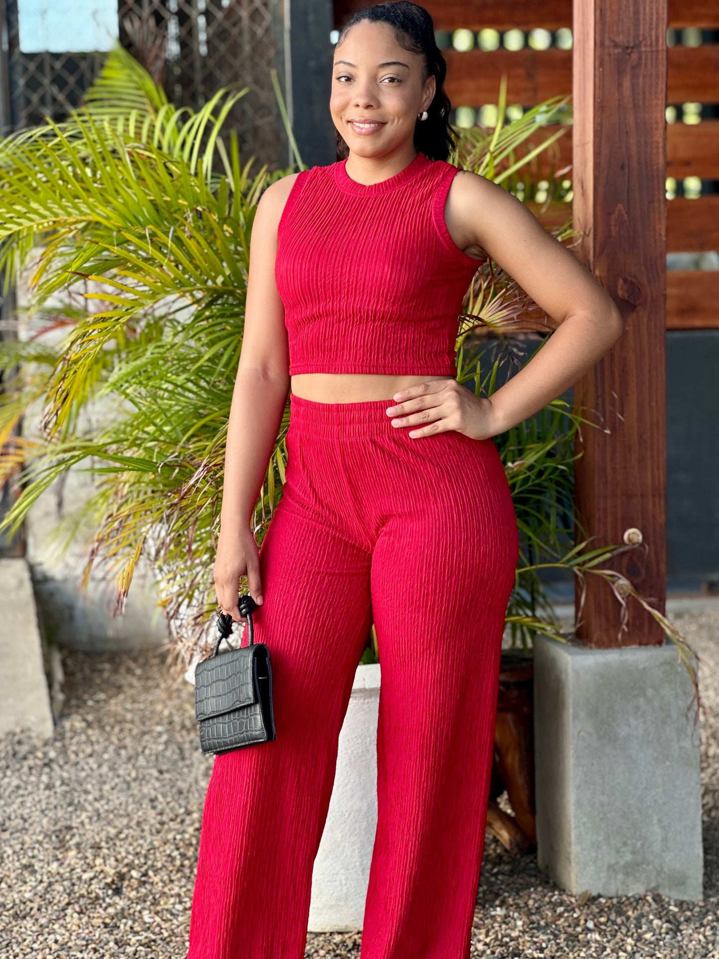 CRINKLE TANK TOP PANT SET