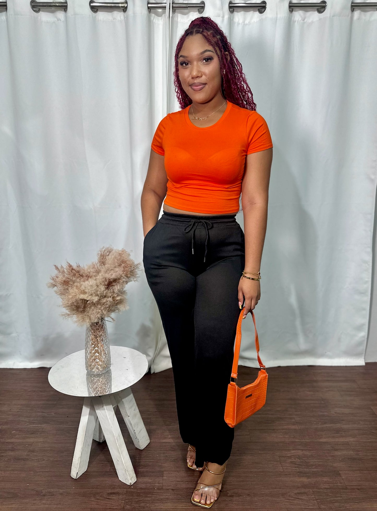 PLAIN RIBBED DRAWSTRING PANT