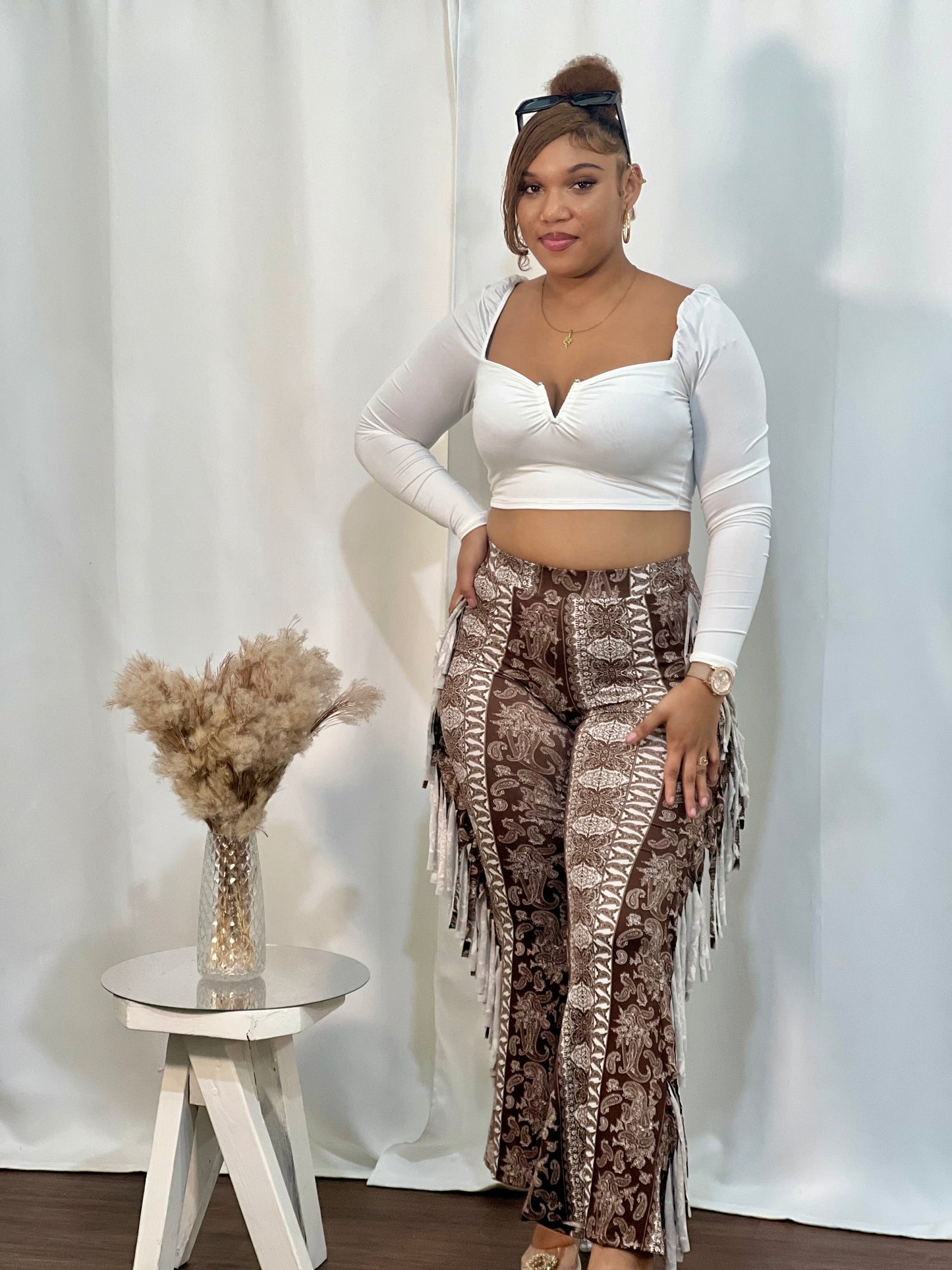 RETRO RUFFLE FLARE PANTS