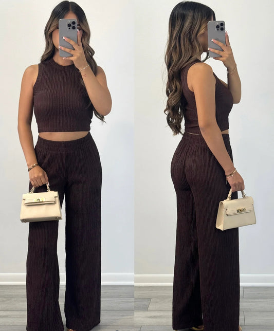 CRINKLE TANK TOP PANT SET