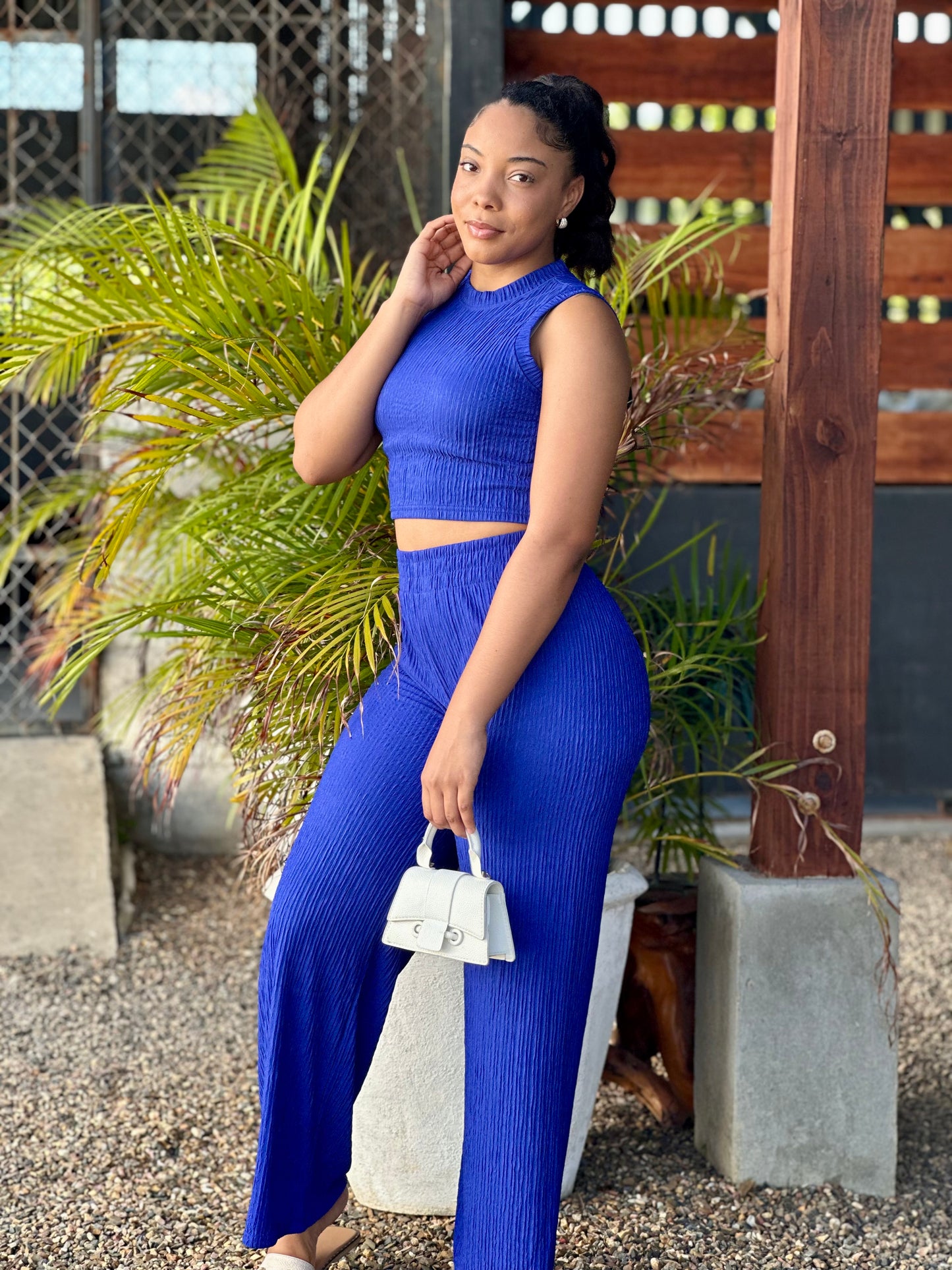 CRINKLE TANK TOP PANT SET