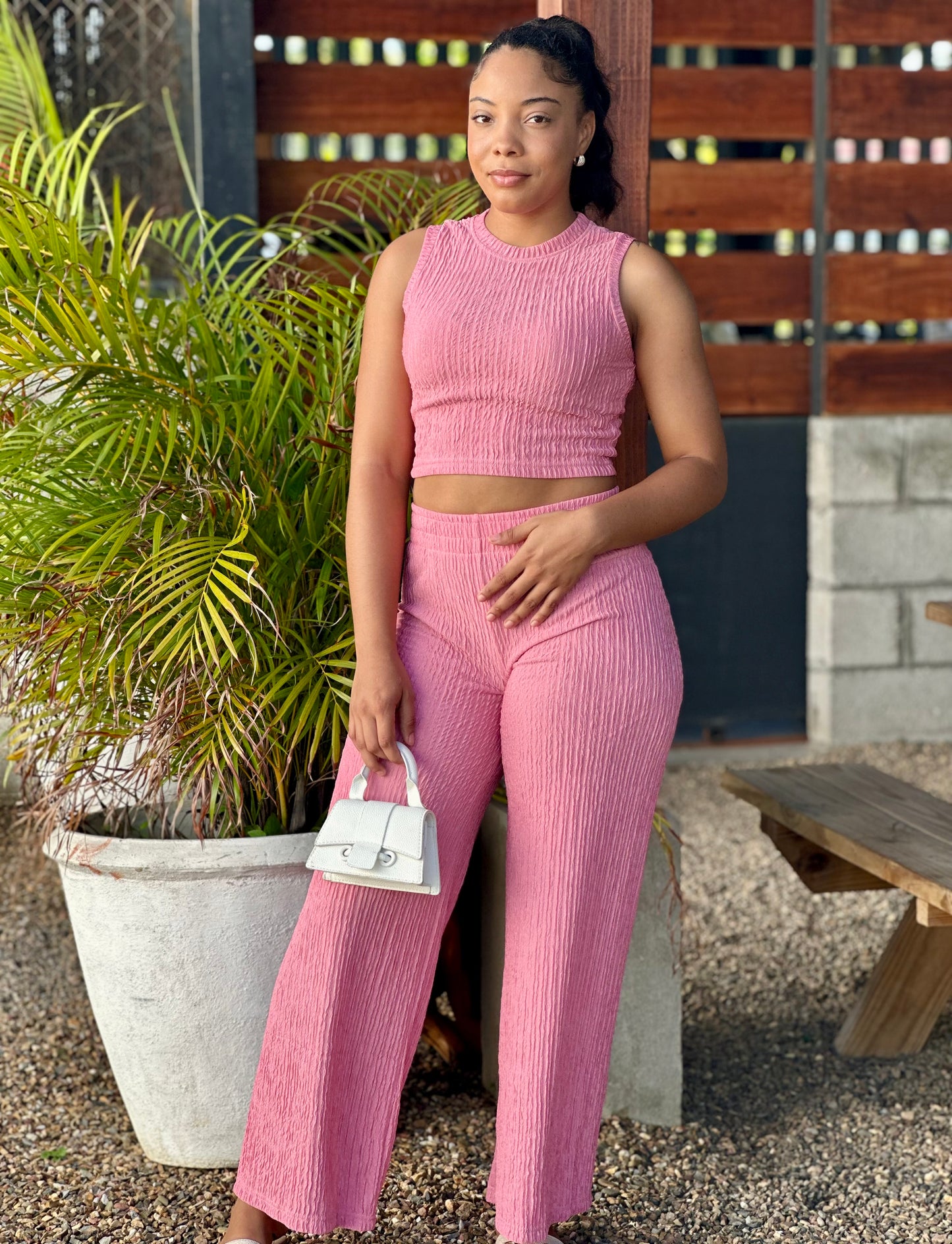 CRINKLE TANK TOP PANT SET