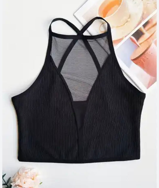 CROSSBACK MESH TOP