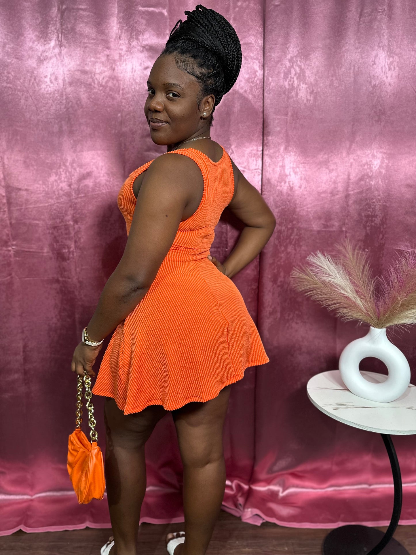 SATURN RIBBED MINI DRESS