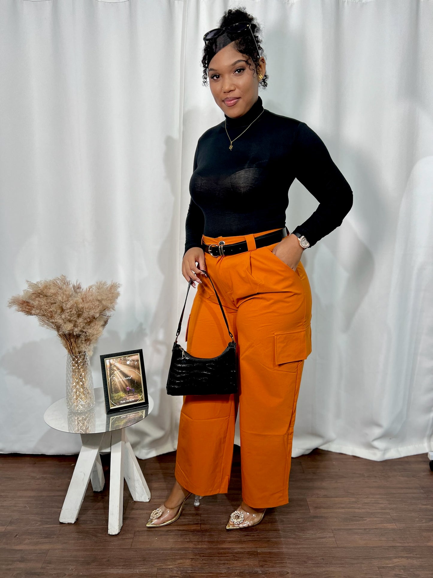 HIGH WAISTED WIDE LEG CARGO PANT