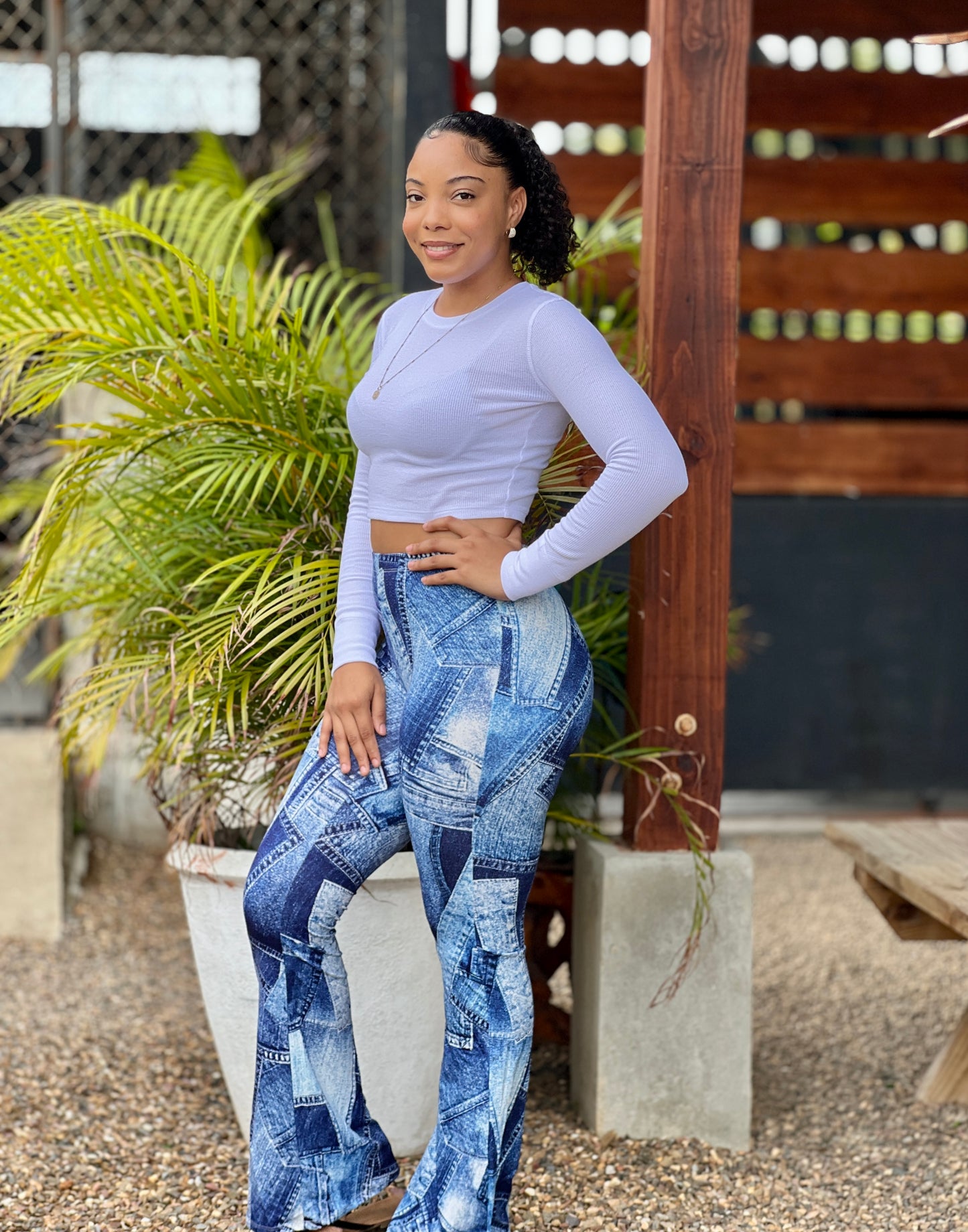 PRINTED CHECKERED PRINT PALAZZO PANTS