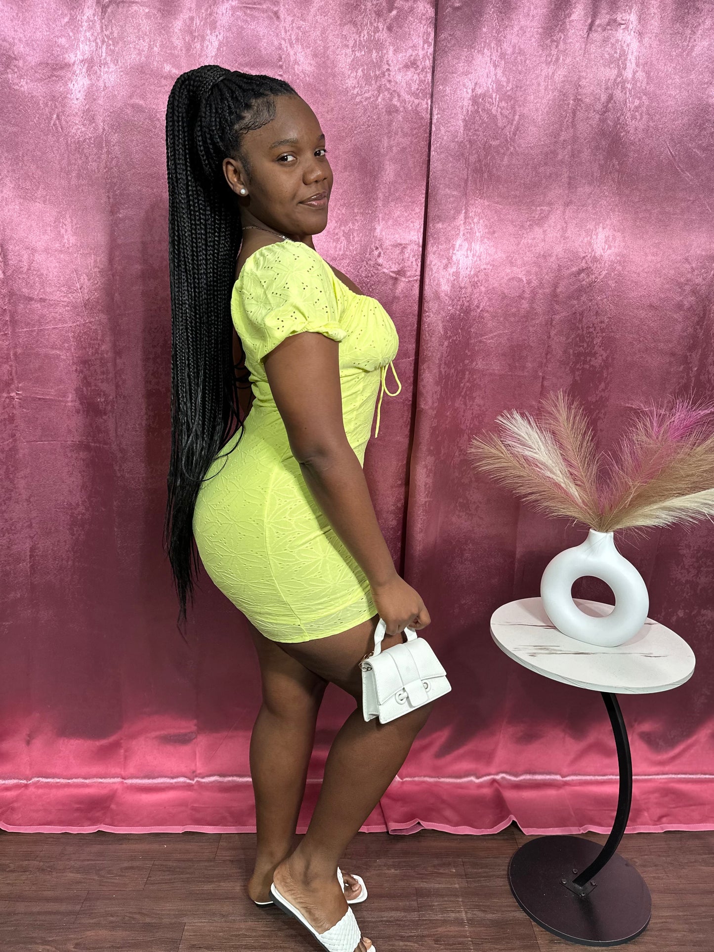 DAISY SWEETHEART PUFF SLEEVE MINI DRESS