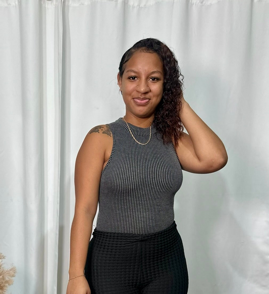 MIDNIGHT PRINCESS RIBBED BODY BLOUSE