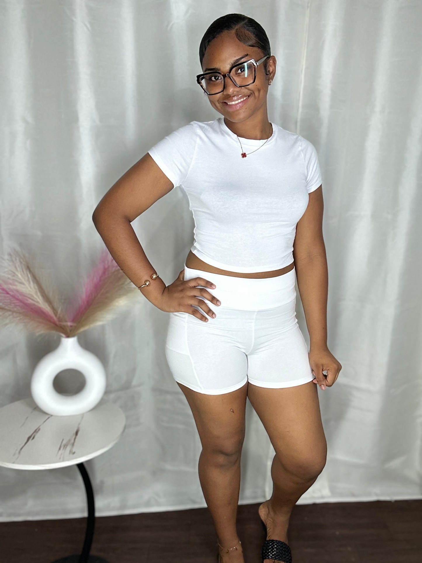 EVENING WALK BIKER SHORT SET W POCKETS