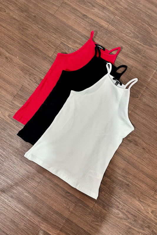 ON THE GO RIBBED RACER BACK CAMI TOP