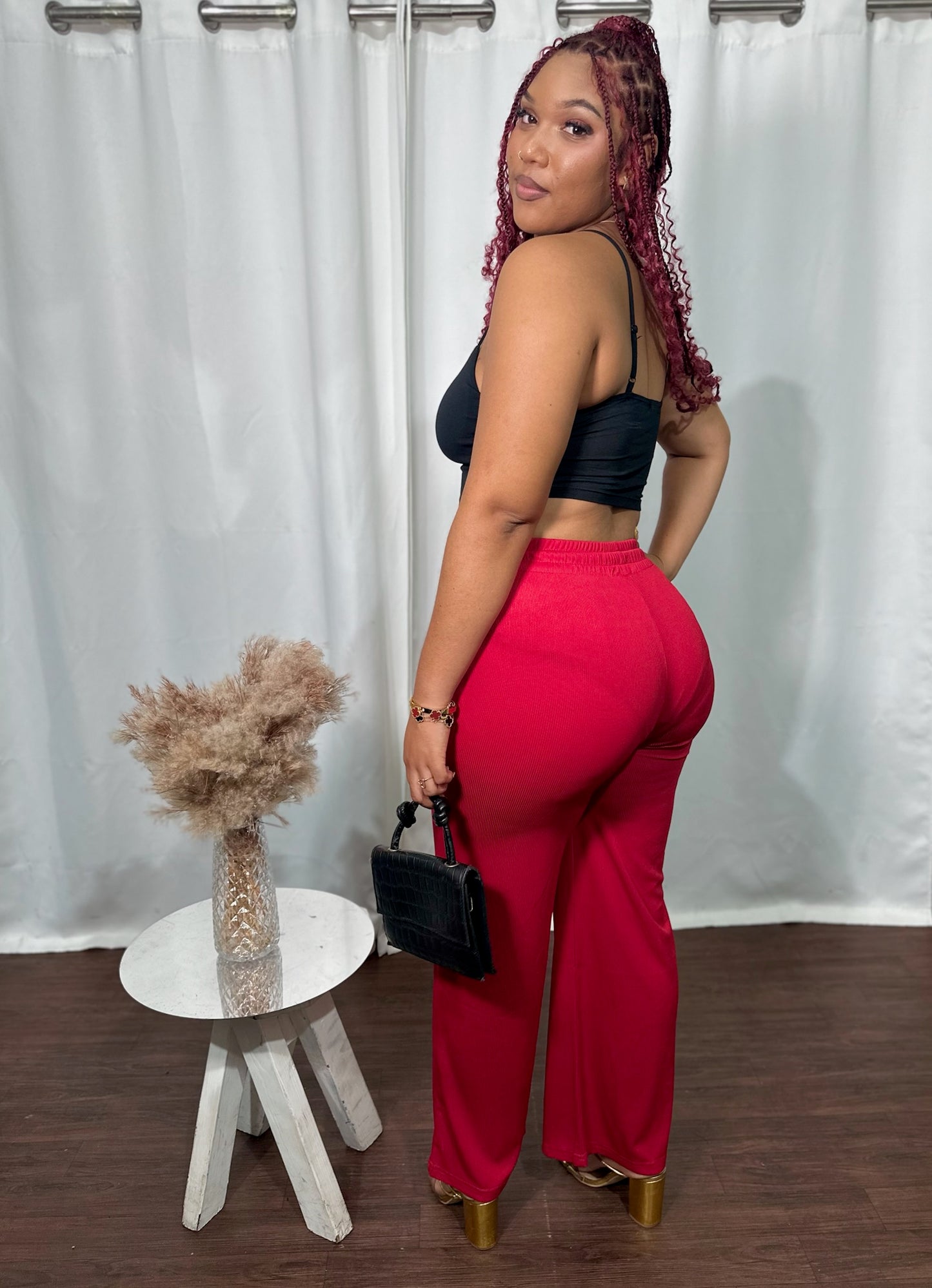 PLAIN RIBBED DRAWSTRING PANT