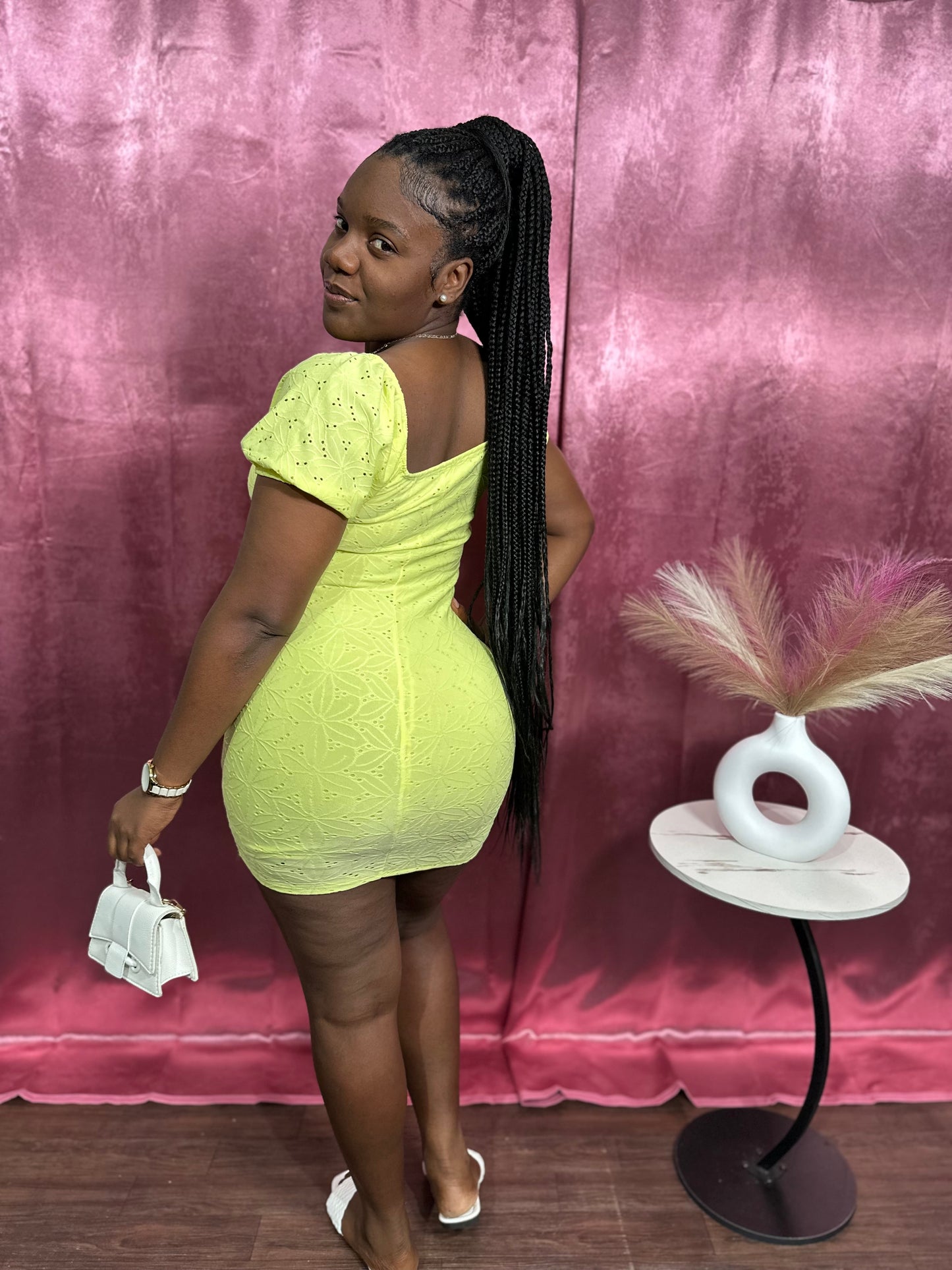 DAISY SWEETHEART PUFF SLEEVE MINI DRESS