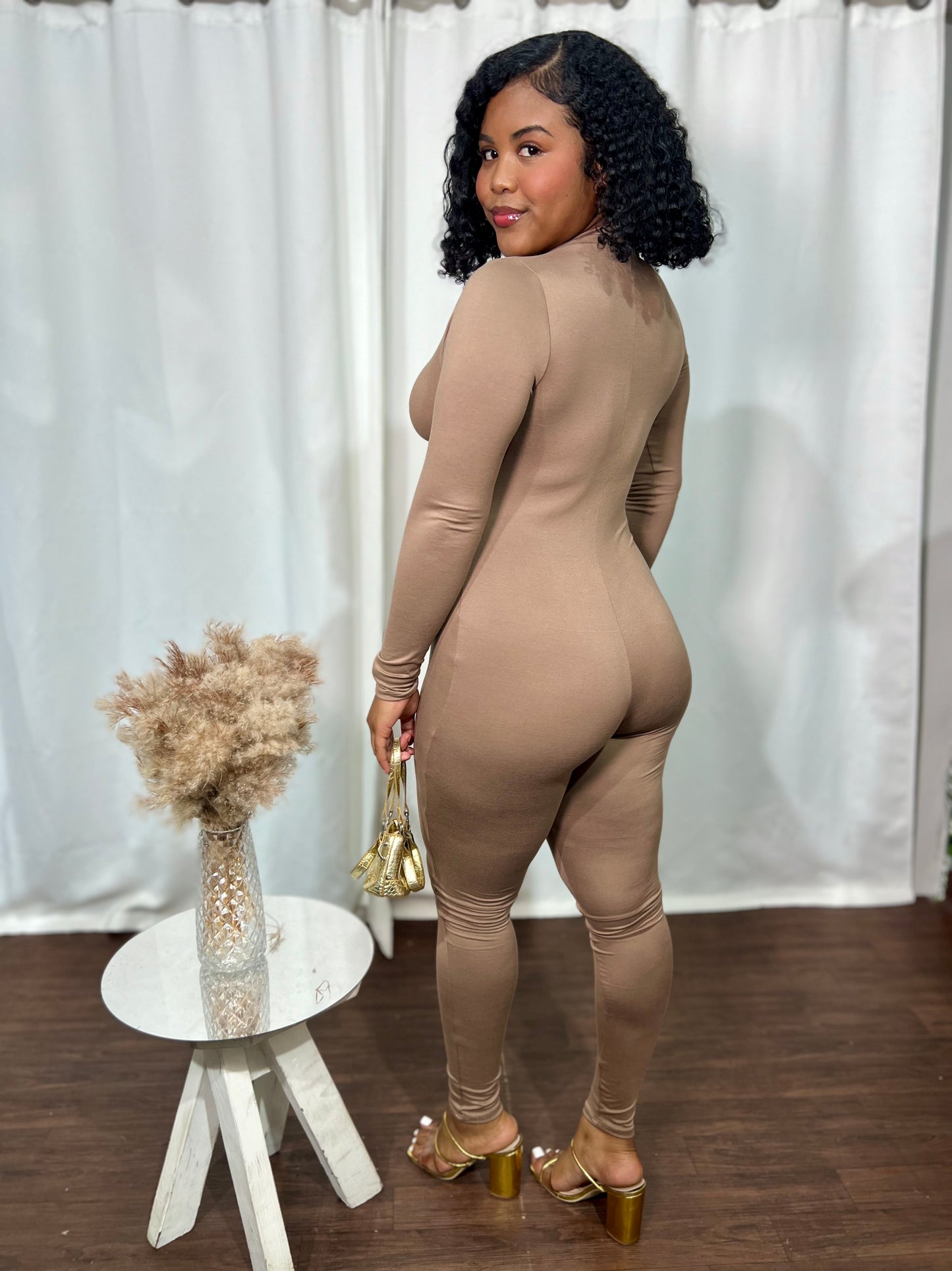 ZIP UP LONG SLEEVE JUMPSUIT