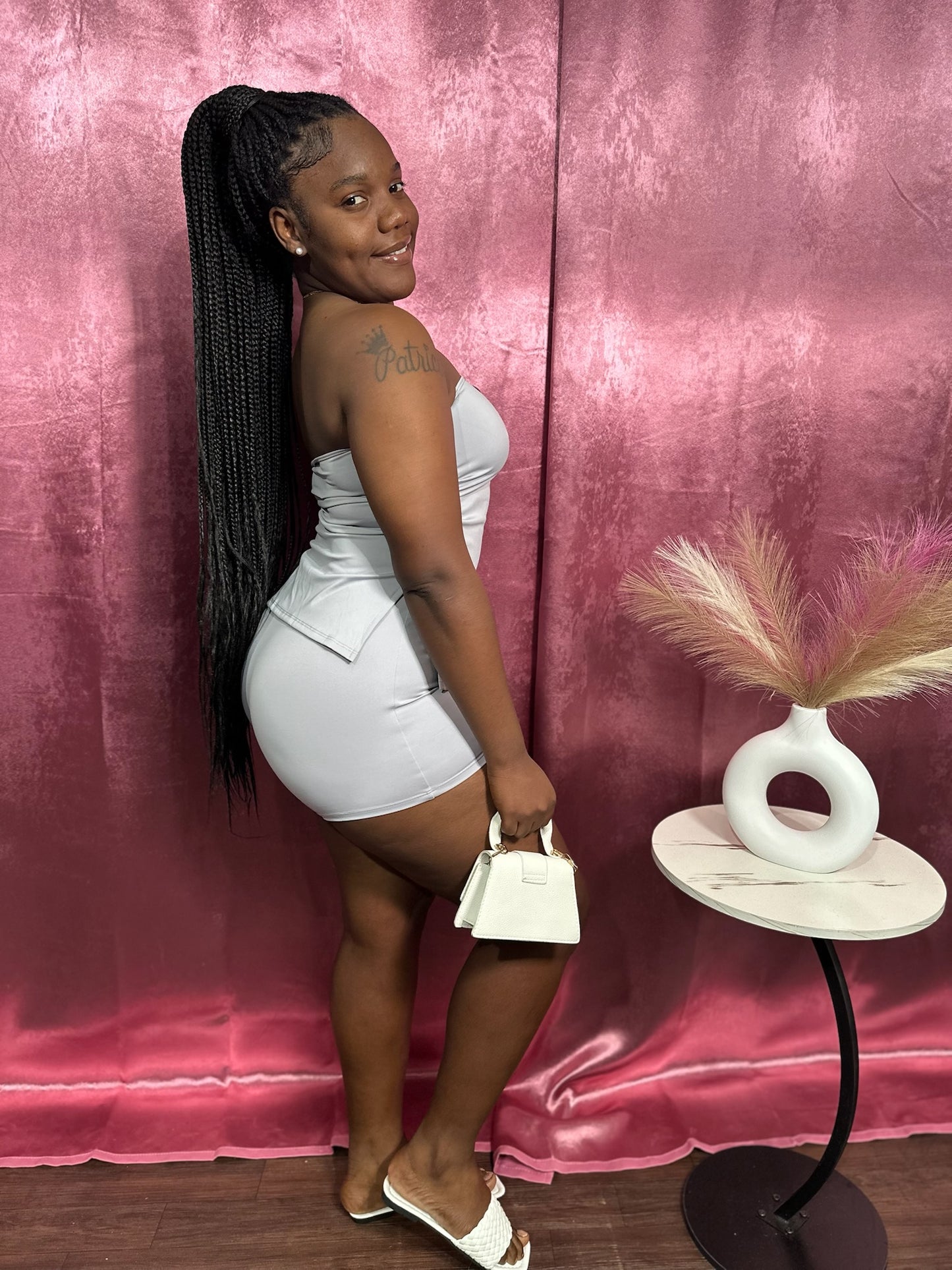 TEXTURED TUBE MINI SHORTS SET